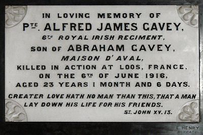 Memorial to Alfred Gavey at Zion Christian fellowship, Les Bordages, St Saviour's
