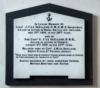 Memorial in St Peter's Church, Jersey